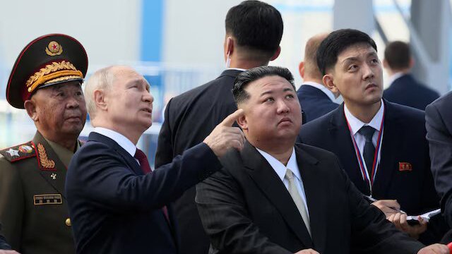 Russia's President Vladimir Putin and North Korea's leader Kim Jong Un visit the Vostochny Сosmodrome in the far eastern Amur region, Russia, September 13, 2023. Sputnik/Mikhail Metzel/Kremlin via REUTERS/File Photo