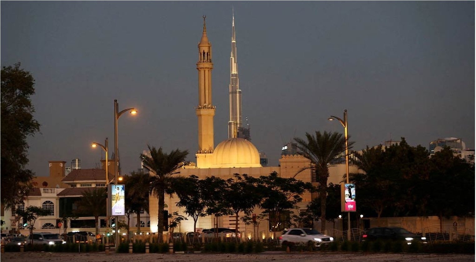 A mosque is seen on the Jumeirah beach road in Dubai, United Arab Emirates, December 08, 2021. REUTERS/Satish Kumar