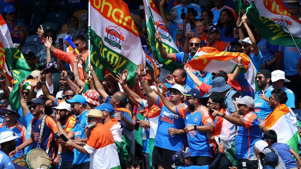 Cricket - ICC T20 World Cup 2024 - Final - India v South Africa - Kensington Oval, Bridgetown, Barbados - June 29, 2024 General view of India fans in the stands before the match REUTERS/