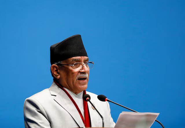 Nepal's Prime Minister Pushpa Kamal Dahal, also known as Prachanda, delivers a speech before a confidence vote at the parliament in Kathmandu, Nepal January 10, 2023. REUTERS/Navesh Chitrakar/File Photo